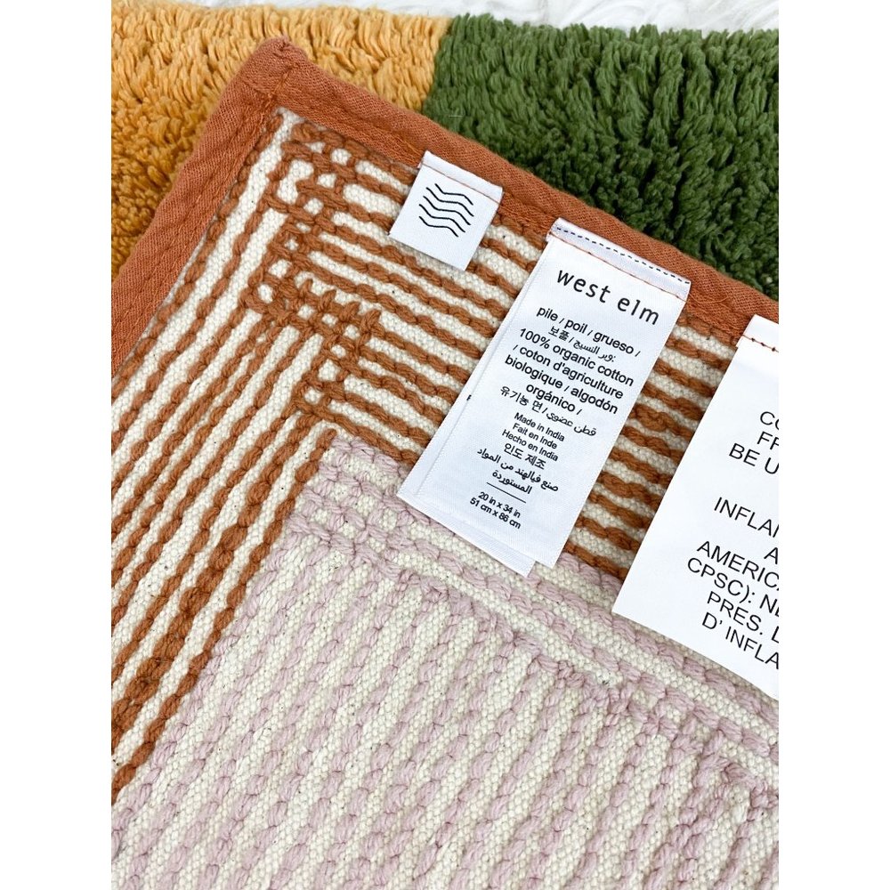 West Elm Multi-Color Geometric Bath Mat — Pink, Green, Rust, Mustard, White - Picture 3 of 3
